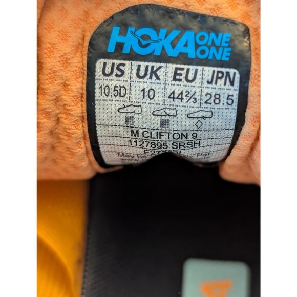 Hoka Clifton 9 Running Shoes - Men's Size 10.5D (Solar Flare/Sherbet) - Picture 9 of 9